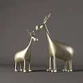 Decorative Ornament Set With Golden Deer Figurines And Stacked Books For Home Decoration