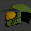 Green Tactical Helmet With Yellow Visor Sci Fi Gaming Armor Design 3d model