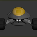 Silver And Yellow Streamlined Toy Car With Black Tires And Yellow Rims