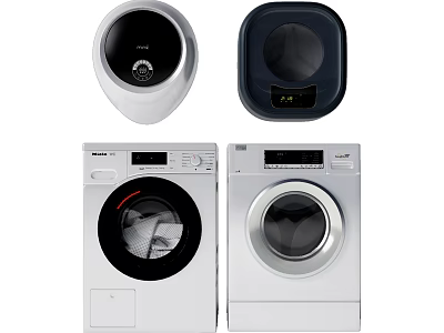 Different Styles Of Modern Washing Machines With Front Load Design And Control Panels 3d model