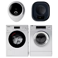 Different Styles Of Modern Washing Machines With Front Load Design And Control Panels