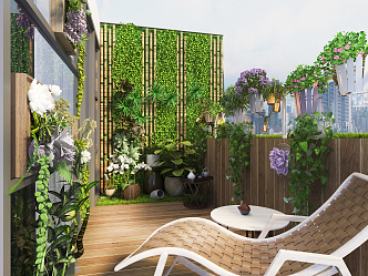 Modern Balcony Plant Balcony 3d model