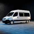 White Mercedes Benz Van In Dark Wall And Gray Floor Setting 3d model