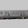 Gray Subway Train Car With Metal Body Multiple Windows Doors And Logo