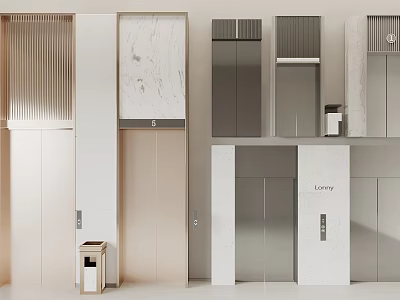 Modern Elevator Interior Designs Featuring Marble Metal Panels And Various Styles 3d model