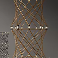 Woven Floor Lamps With Black And Gold Design And Small Bulbs For Interior