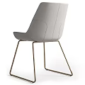 Modern Gray Leather Dining Chair With Curved Back And Gold Metal Legs