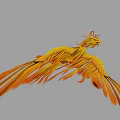 Gorgeous Mythical Flying Phoenix with Vibrant Yellow and Orange Feathers in Mid Flight