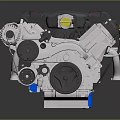 High Performance Automotive Engine Featuring Black Top Red Accents And Silver Mechanical Components 3d model