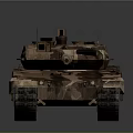 Modern Military Tank With Camouflage Paint Cannon Barrel And Tracks