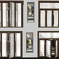 Modern Black Framed Double Glass Doors With Decorative Grilles And Sleek Design