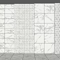 Modern Marble Feature Wall With Elegant Patterns And LED Light Strips 3d model