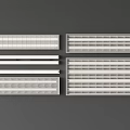 White Grilles With Various Sizes And Shapes On Gray Background 3d model