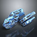 Futuristic Blue Spaceship With Sci Fi Elements And Modular Structure For Cosmic Exploration