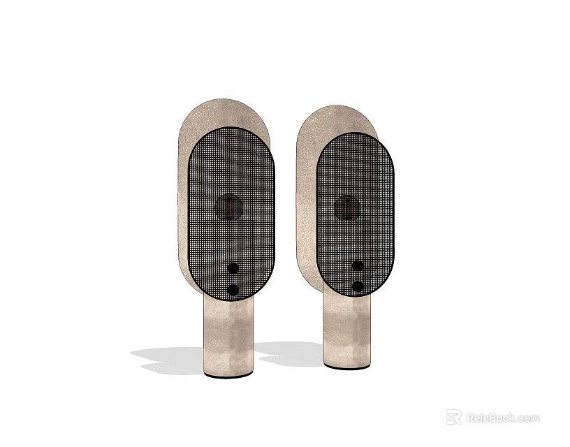 Modern Table Lamps With Beige Base And Grid Pattern Shade Design 3d model 