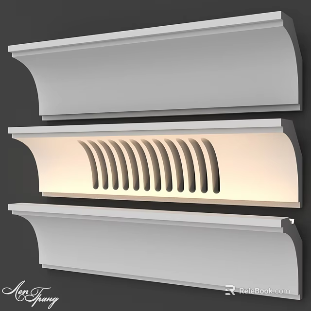 Sleek White Architectural Components With Layered Design And Grooved Patterns 3d model 