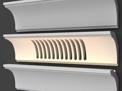 Sleek White Architectural Components With Layered Design And Grooved Patterns 3d model