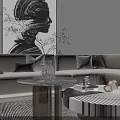 Modern Living Dining Room Interior With Black Marble Table Chairs And Green Plant