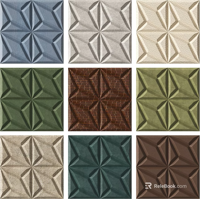 Stylish Decorative Wall Panels With 3D Geometric Patterns Leather Texture And Multiple Colors 3d model 
