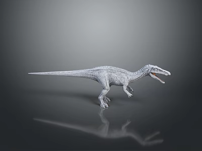 Detailed White Textured Dinosaur Model With Open Mouth On Black Background 3d model