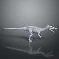 Detailed White Textured Dinosaur Model With Open Mouth On Black Background
