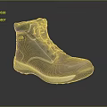 Brown High Top Work Boots With Yellow Laces And White Sole For Daily Use