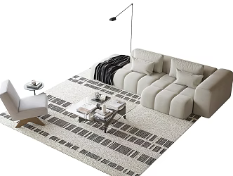 Modern Sofa Coffee Table Combination Coffee Table Carpet 3d model