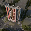 Rural Self built House Modern Exterior Design With Multi story Red White Facade And Trees