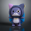 Cute 3D Character Design With Purple Ears Hat Yellow Star Blue Cape And Ornaments