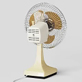 Vintage Style Air Cooler Fan With Beige Base Golden Blades Metal Grille And Control Buttons