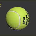 Yellow Tennis Ball With Your Design Here Text On Reflective Surface 3d model