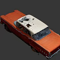 Vintage Red Classic Car with Retro Design and Old Vehicle Features
