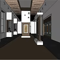 Book Art Gallery With Long Corridor Display Cabinets And Traditional Paintings