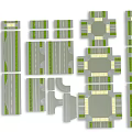 Municipal Roads Various Layout Components With Traffic Lanes Green Belts And Pavement