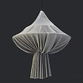 Unique Shaped Pendant Light With Fabric Pleated Design Cream Colored Modern Home Decor