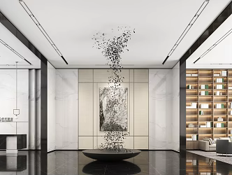Modern front desk sales office 3d model