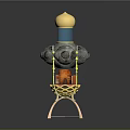 Cosmic Space Probe Structure Featuring Golden Dome Blue Module And Mechanical Support Components