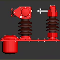 Red Industrial Hardware Tool With Cylindrical Insulator Structure And Base Platform 3d model