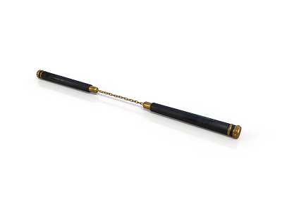 Sturdy Nunchucks With Black Handles Gold Accents And Chain For Household Use 3d model