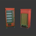 Red Household Items With Glass Door Cabinet And Grid Front Panel Appliance