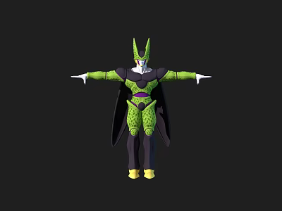 Character Creature With Green Spotted Skin Horns Black Cloak Yellow Boots And Purple Waist Design 3d model