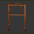 Solid Wood Stool Featuring Square Top And Sturdy Structure With Natural Wood Finish 3d model