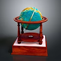Decorative Globe Ornament Decoration Set With Wooden Stand And Elegant Base For Home Decor