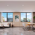 Modern Elegant Corporate Front Desk Reception With White Marble Counter In Bright Spacious Office Lobby