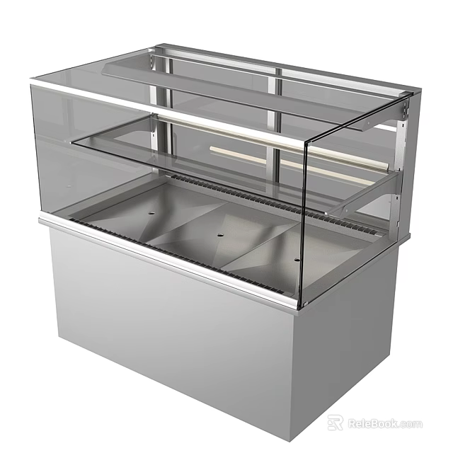Commercial Display Case With Transparent Glass Doors Metal Frame And Stainless Steel Base 3d model 