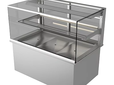 Commercial Display Case With Transparent Glass Doors Metal Frame And Stainless Steel Base 3d model