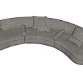Modern Gray Curved Sectional Sofa with Upholstered Design and Decorative Pillows 3d model