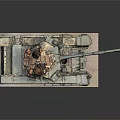 Detailed Military Tank Model With Soldiers Tracks And Long Cannon On Display Base