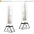 Modern Glass Room Divider With Transparent Panel And Black Triangular Stand