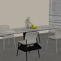 Modern Simple Dining Table and Chair Marble Countertop Dining Table and Chair 3d model